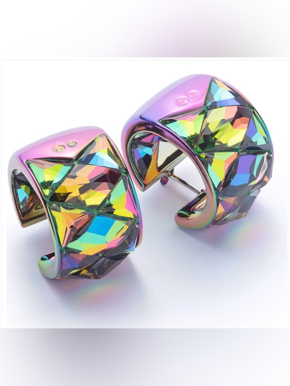 Swarovski Faceted Hoop Earrings in Multi-Color